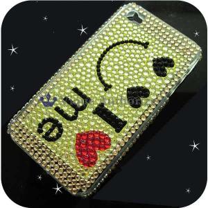 iPhone4ケースカバー スワロフスキー風キラキララインストーンデコ電 I LOVE ME4