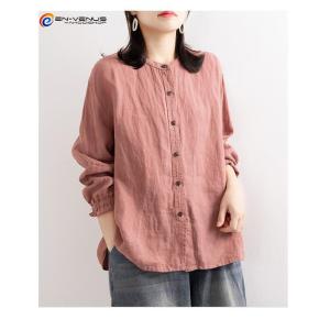 涼しい 綿麻 シャツ レディース ブラウス 春...の詳細画像2