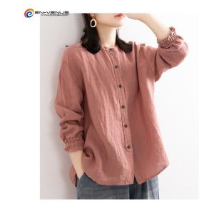涼しい 綿麻 シャツ レディース ブラウス 春...の詳細画像3