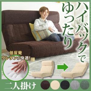 フロアソファベッド2P　低反発 リクライニングローソファ ５カラー