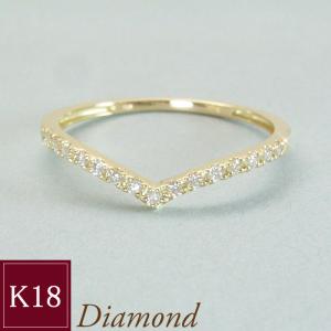 指輪 リング k18 ダイヤモンド V字リング エタニティリング 計0.10ct レディース k18yg ハーフエタニティ 2営業日前後の発送予定