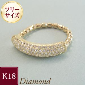 k18 ダイヤモンド パヴェリング 指輪 フリーサイズ ストレッチリング 18金 天然 ダイヤモンド 計0.18カラット K18 gold ゴールド 2営業日前後の発送予定