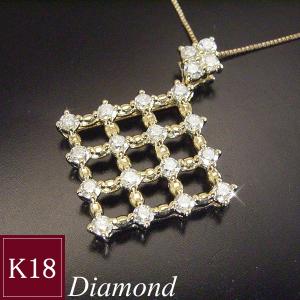 K18 計0.5カラット 幸運のホースシュー 天然 ダイヤモンド ネックレス 