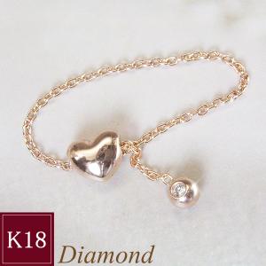 サイズ自由自在 天然 ダイヤモンド リング K18PG ハート 3営業日前後の発送予定