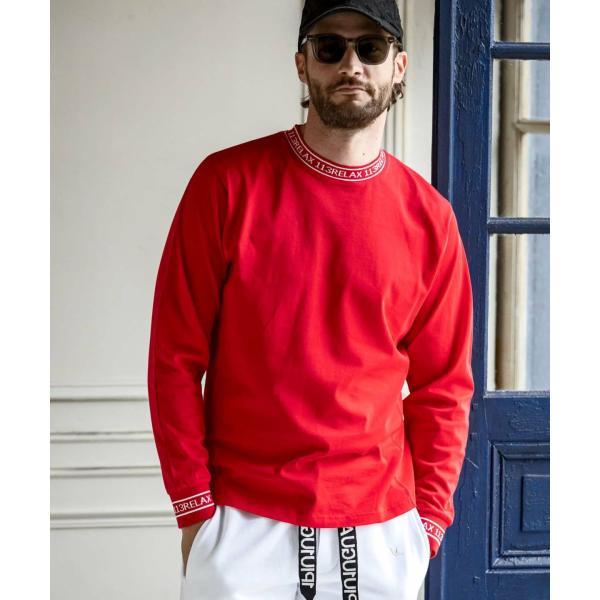 30%OFF ネックロゴロングTシャツ レッド 1PIU1UGUALE3 RELAX ウノピゥウノウ...