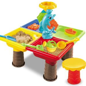 VeroMan 砂遊び 水遊び 子供 おもちゃ サンドテーブル 椅子付き 型抜きセット 室内 アウトドア 海水浴 ビーチ 丸型