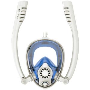 VeroMan 循環システム搭載 シュノーケルマスク フルフェイス 浸水防止 スポーツカメラ取付可能 ストラップ調節可能 デュアルエアフローチャンネル ブラック