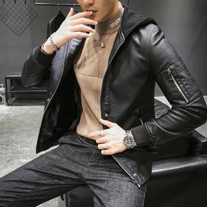 フード付き レザージャケット メンズ ジャケット ライダースジャケット バイクジャケット 革ジャン PUレザー アウター 秋冬 VeroMan