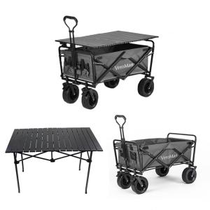 VeroMan アウトドアワゴン キャリーカート キャリーワゴン 耐荷重 80kg 折りたたみ 大型タイヤ 大容量 90L