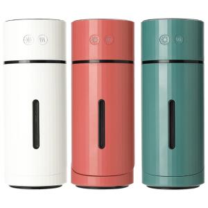 VeroMan 加湿器 車載 USBタイプ 超音波式 アロマオイル対応 LEDライト付き 卓上 小型 上下90°調整可能