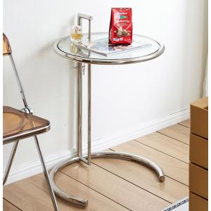 サイドテーブル アイリーングレイ ガラステーブル イタリア製 スチール