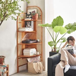 輸入家具 コーナーラック 5段 アイアン 木製 アンティーク 飾り棚