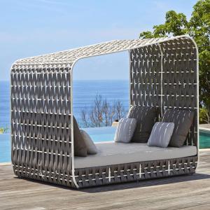 VeroMan カバナソファ ラタン編み 屋外 ガゼボセット サンベッド リゾートホテル ソファベッド クッション付き 大型 デイベッド プールサイド 韓国インテリア