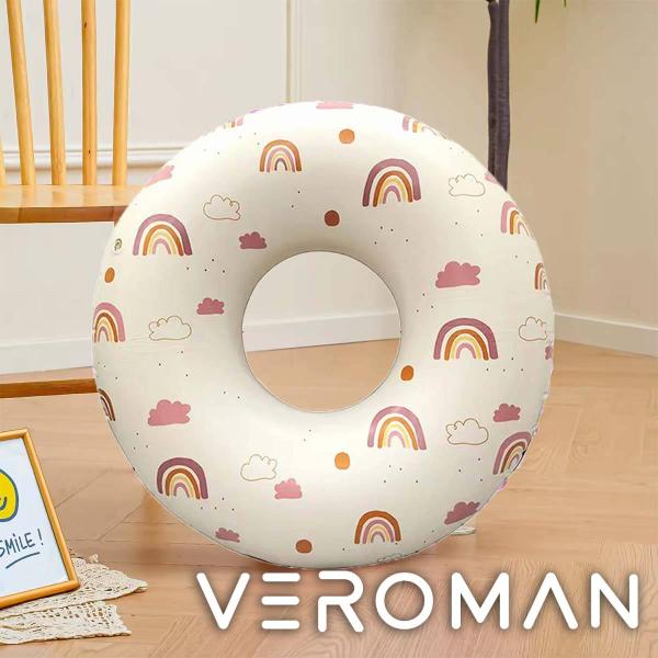 [45cm] VeroMan 浮き輪 子供用 虹 雲 モチーフ ベージュ カラフル 可愛い おしゃれ...