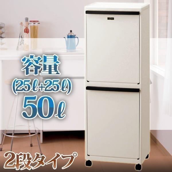 ゴミ箱 分別 スリム 縦型 キッチン 2段 キャスター おしゃれ フタ付き 蓋付き 50L 分別ダス...