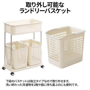 ランドリーバスケット 2段 スリム メッシュ ...の詳細画像3
