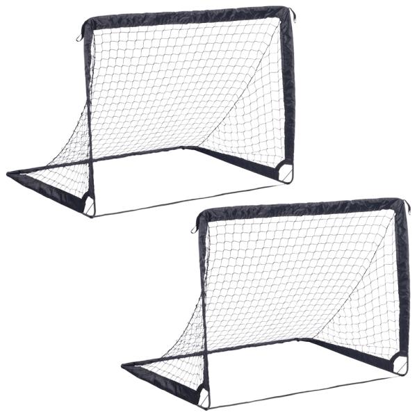 サッカーゴール 折りたたみ 2個セット 124×95cm ブラック 収納バッグ付き 室内 屋外 屋内...