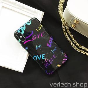 【早い者勝ち】LOVEカラフルロゴ iPhoneケース スマホカバー 英字 黒 モノトーン ブラック iPhone 7plus 8/8plus X（10） emilystyle