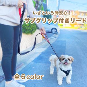 サブグリップ付きリード ダブルハンドル リード 小型犬 中型犬 大型犬 引っ張り癖 犬 ペット お散歩 お出かけ リーダーウォーク emilystyle｜vertech-shop