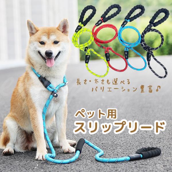 pet用 スリップリード 首輪一体型リード しつけリード 犬 ドッグ ペット ラウンドリード ロープ...