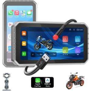 日本の屋外使用DFS搭載】バイク スマートモニター横屏/?屏切? CarPlay Android Auto対応 バイク用ナビ 6.25インチ Bluetooth 5.0 バイクナビ 自動輝度調整