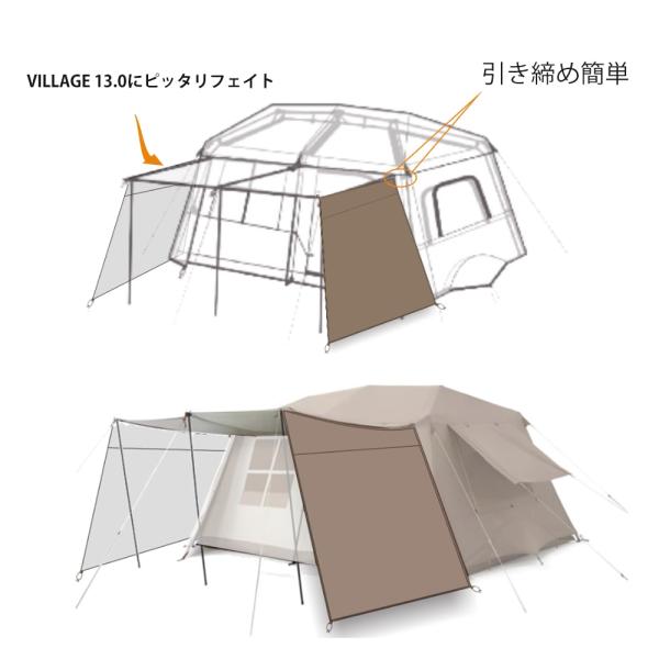 ネイチャーハイクVillage 13.0交換対応ウィンドスクリーン サイドウィンドスクリーン 170...