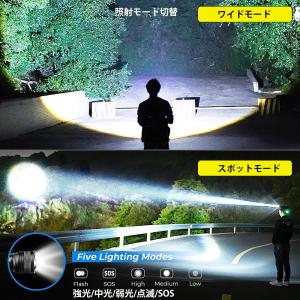 LED ヘッドライト 充電式 防水 ヘッドラン...の詳細画像4