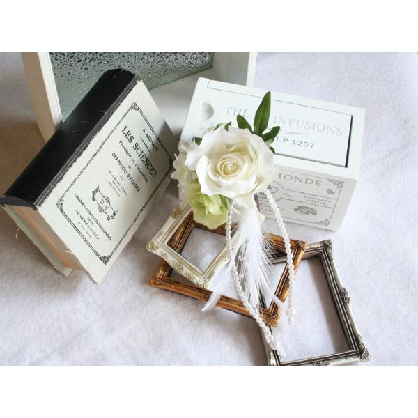 ホワイトローズとパールのヘッドドレス（髪飾り）：HA023