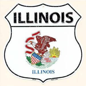 イリノイ州 ILLINOIS 標識型 州旗柄 アメリカンブリキ看板 アメリカ 雑貨 アメリカン雑貨｜veryberry