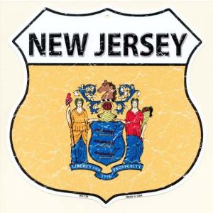 ニュージャージー州 NEW JERSEY 標識型 州旗柄 アメリカンブリキ看板 アメリカ 雑貨 アメリカン雑貨｜veryberry