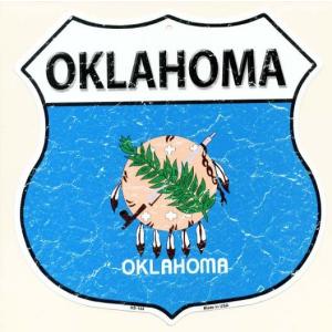 オクラホマ州 OKLAHOMA 標識型 州旗柄 アメリカンブリキ看板 アメリカ 雑貨 アメリカン雑貨｜veryberry