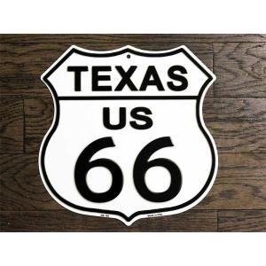 ルート６６ 雑貨 標識型 テキサス州 フラットタイプ トラフィックサイン メタルプレート アメリカンブリキ看板｜veryberry
