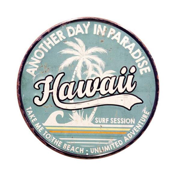 ハワイ HAWAII ANOTHER DAY IN PARADISE ラウンド 円形 エンボス加工 ...