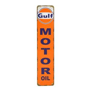 ガルフ GULF MOTOR OIL レトロ調 縦長型 アメリカンブリキ看板 メタルプレート サインプレート