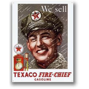 テキサコ We sell FIRE CHIFF ガソリン系・TEXACO アメリカンブリキ看板