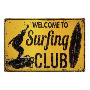 サーフィングクラブへようこそ WELCOME Surfing CLUB ミニサイズ レトロ調 アメリ...