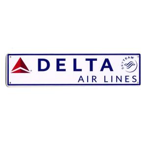 デルタ航空 DELTA AIR LINES 横長型 約４０センチ アメリカンブリキ看板 ストリートサイン メタルプレート｜veryberry