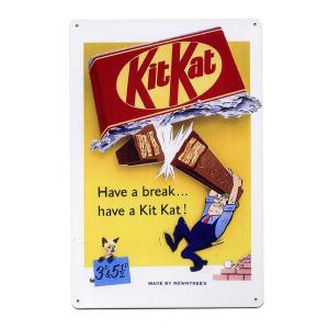 キットカット Kit Kat チョコレート柄 ミニサイズ アメリカンブリキ看板 メタルプレート サインプレート｜veryberry