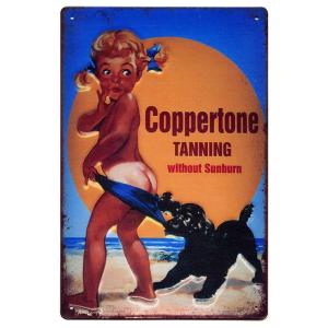コパトーン Coppertone ミニサイズ レトロ調 アメリカンブリキ看板 メタルプレート