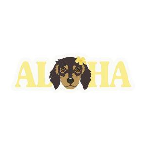 ダックスフンド ステッカー アロハ柄 防水 ダイカット ハワイ ハワイアン 雑貨 アメリカ アメリカン 犬 ダックス シール
