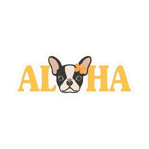 フレンチブルドッグ ステッカー アロハ柄 防水 ダイカット ハワイ ハワイアン 雑貨 アメリカ アメリカン 犬 フレブル シール