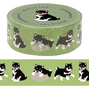 黒柴 柴犬 雑貨 マスキングテープ 和紙製 日本製 かわいい ポップ マステ 犬 ペット ラッピング デコレーション グッズ