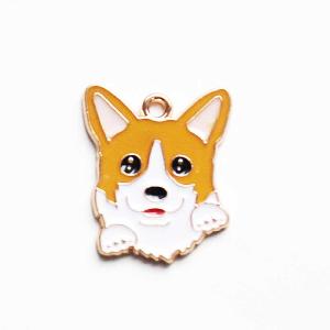 コーギー 雑貨 チャーム パーツ メタル製 フェイス柄 犬 コーギーグッズ キーホルダー用 アクセサリー用 手芸