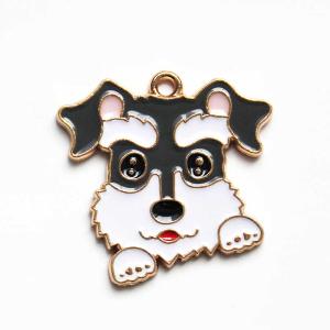 シュナウザー 雑貨 チャーム パーツ メタル製 フェイス柄 犬 ミニチュア シュナ グッズ キーホルダー用 アクセサリー用 手芸