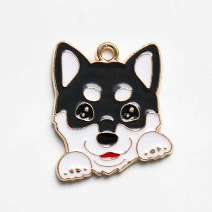 黒柴 柴犬 雑貨 チャーム パーツ メタル製 フェイスデザイン 犬 柴 かグッズ 用品 キーホルダー用 アクセサリー用 手芸