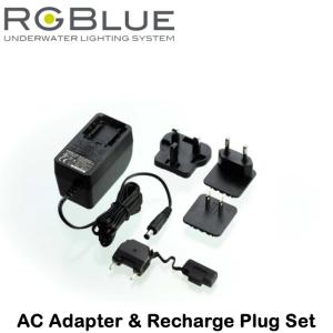RGBlue AC Adapter & Recharge Plug Set ACアダプター充電セット アールジーブルー ACBP-01 交換用充電プラグ ビデオライト 水中ライト LED アダプター 充電｜verygood