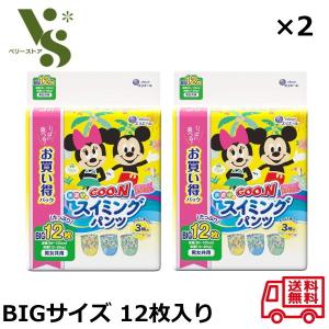 グーン 水遊び用 スイミングパンツ BIGサイズ 12枚入 x2個セット 男女共用 ディズニーアロハデザイン エリエール プール 海 水泳 おむつ オムツ｜verystore