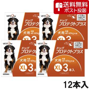 【ネコポス(同梱不可)】【4箱セット】ベッツワン ドッグプロテクトプラス 犬用 XL 40kg〜60kg未満 3本 (動物用医薬品)