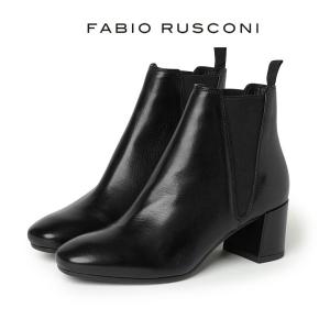 美品FABIO RUSCONI バックジップスムースレザーショートブーツ黒38 FABIO RUSCONI ブーツ 「FABIO RUSCONI」バックジップスムース