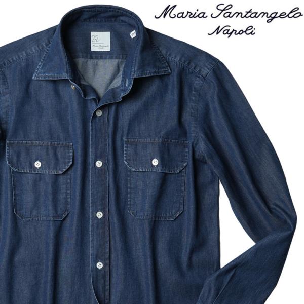 マリアサンタンジェロ デニムシャツ ウエスタン  セミロングポイントカラー シャンブレー ダンガリー...